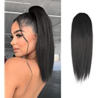 FESHFEN Coleta Postiza pelo Lisa- 30 cm Cola de Caballo Extension Cordón Larga Liso Extension Pelo Coleta Sintéticas…
